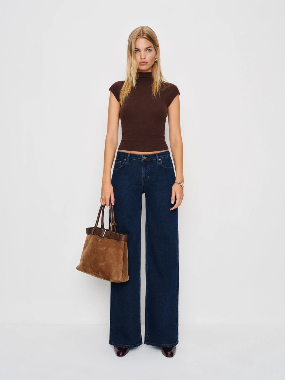 NWOT Reformation Greta Super Stretch Low Rise Wide Leg Jeans